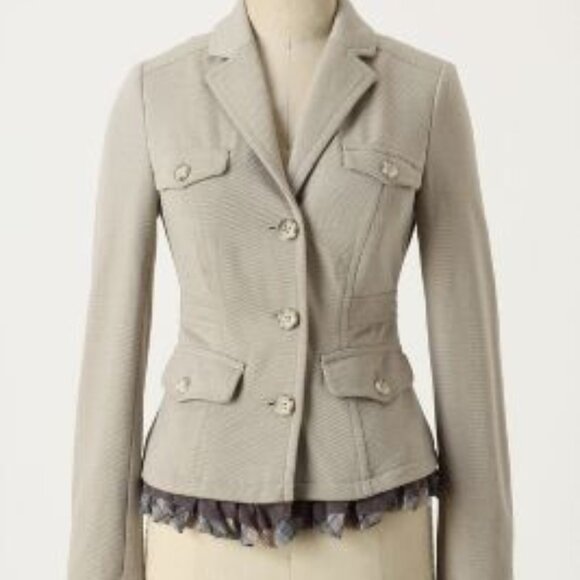 ANTHROPOLOGIE Salute to Ruffles Jacket Grey Blazer by Daughters of Liberation - Picture 2 of 8